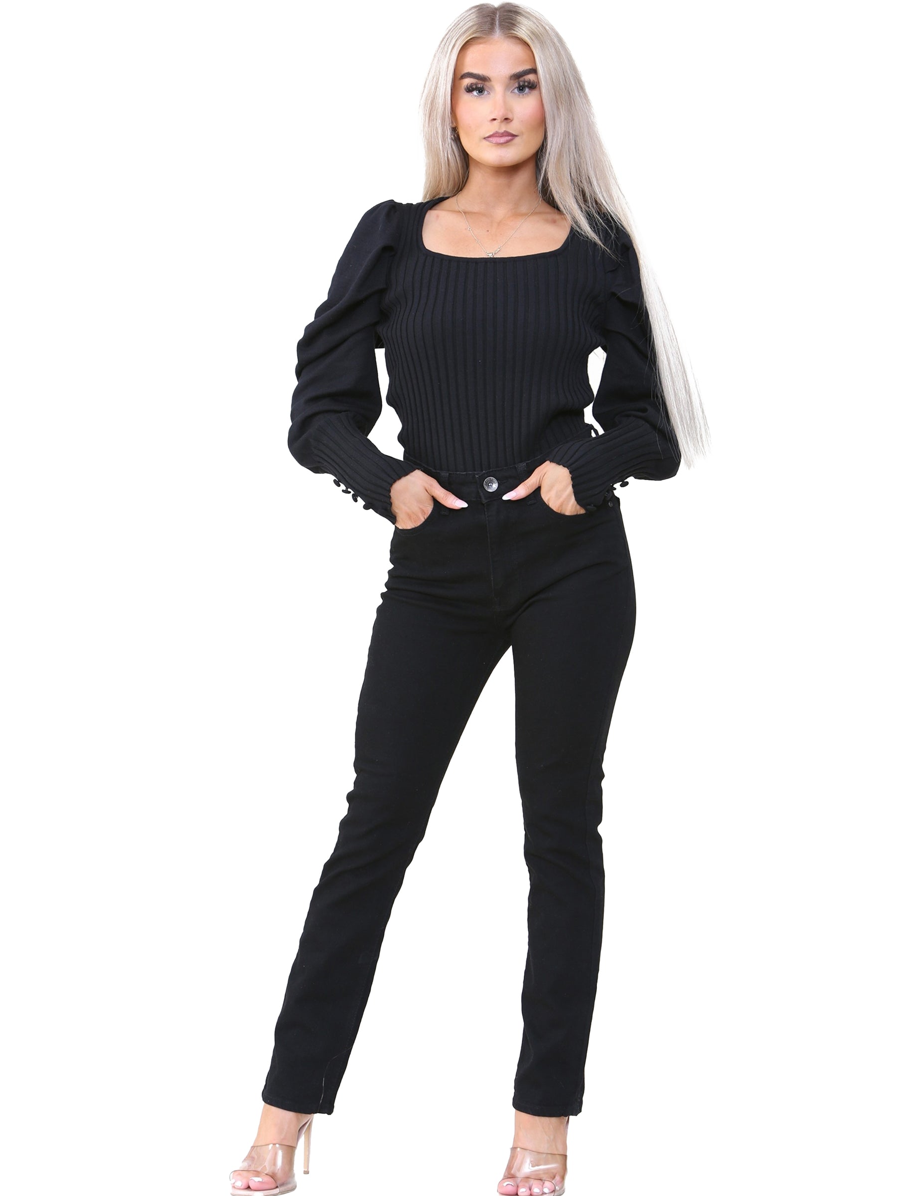 KZL106 Kruze | Womens Designer Straight Slim Denim Jeans KRUZE RAWDENIM