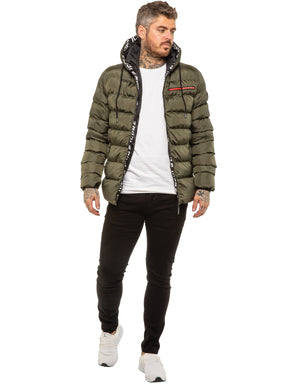 MENS ICON JACKET Icon Mens Puffer Hooded Zip Up Winter Jacket GUEST BRAND RAWDENIM