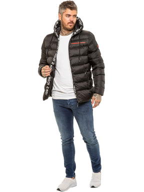 MENS ICON JACKET Icon Mens Puffer Hooded Zip Up Winter Jacket GUEST BRAND RAWDENIM