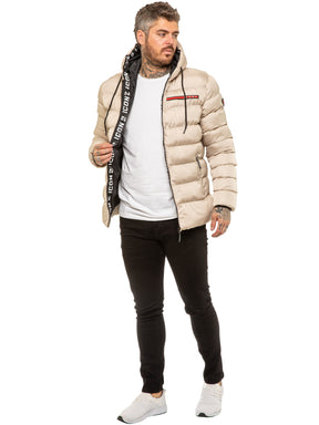 MENS ICON JACKET Icon Mens Puffer Hooded Zip Up Winter Jacket GUEST BRAND RAWDENIM