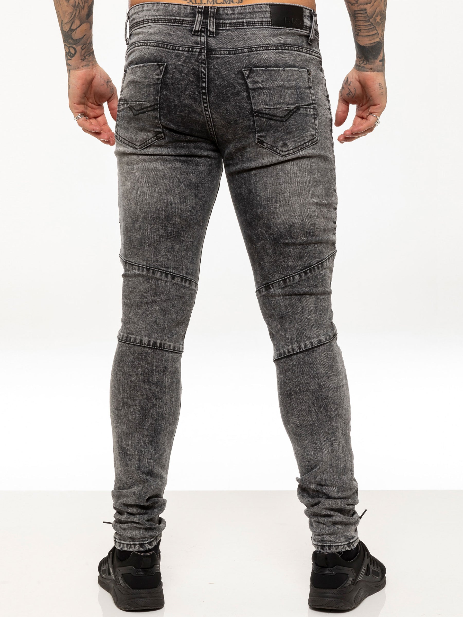 EZ365 Mens Super Skinny Stretch Biker Denim Jeans | Enzo Designer Menswear ENZO RAWDENIM