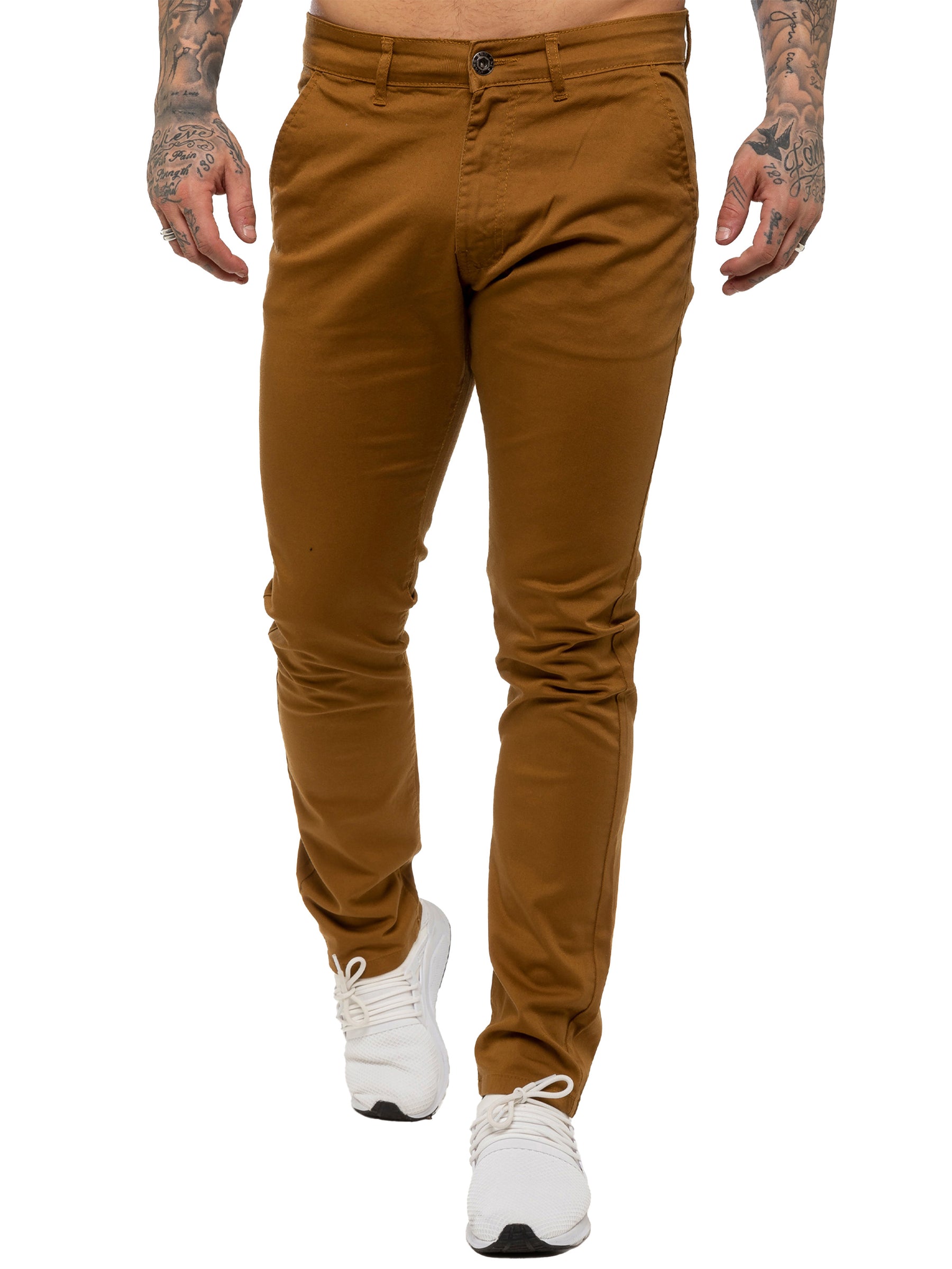BoohooMAN Fixed Waist Slim Fit Technical Stretch Pants in Brown for Men |  Lyst