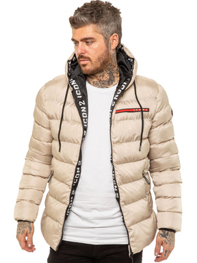MENS ICON JACKET Icon Mens Puffer Hooded Zip Up Winter Jacket GUEST BRAND RAWDENIM