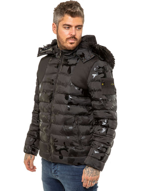 MENS ICON JACKET Icon Mens Puffer Hooded Zip Up Winter Jacket GUEST BRAND RAWDENIM