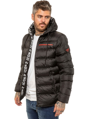 MENS ICON JACKET Icon Mens Puffer Hooded Zip Up Winter Jacket GUEST BRAND RAWDENIM