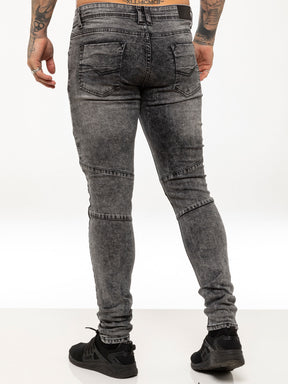 EZ365 Mens Super Skinny Stretch Biker Denim Jeans | Enzo Designer Menswear ENZO RAWDENIM