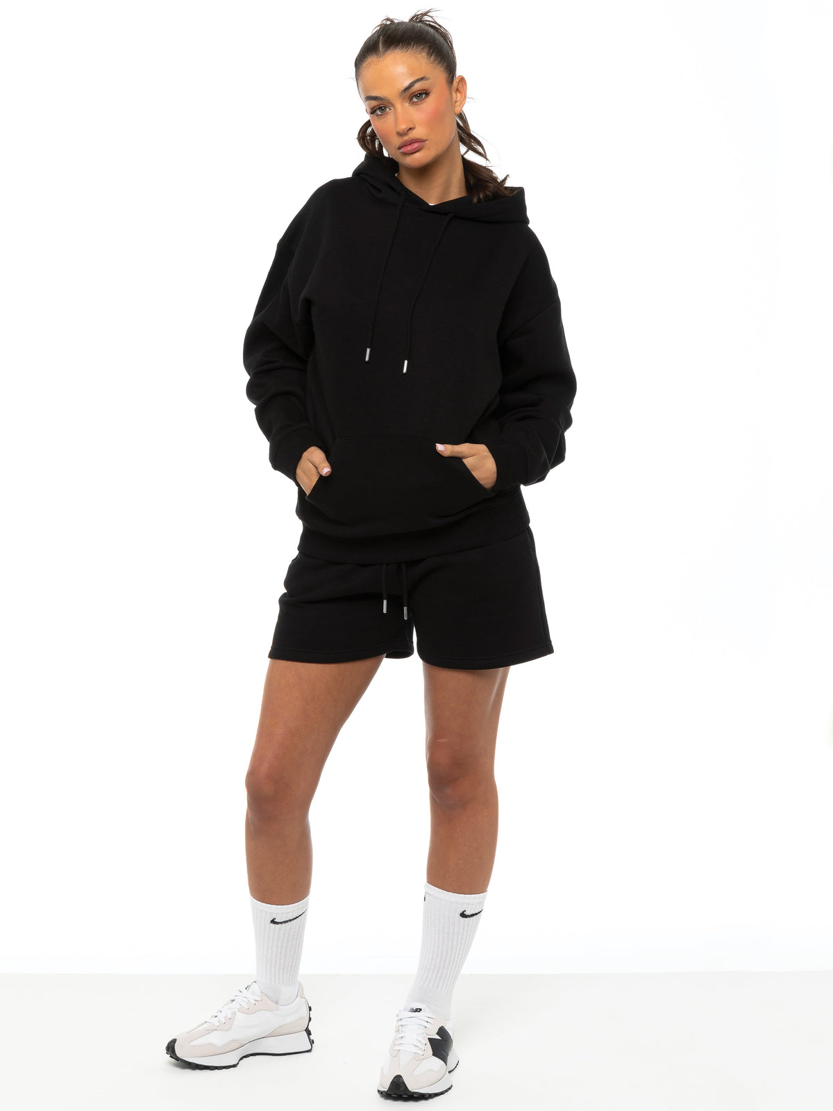 EZLHD587 & EZLS597 Enzo | Womens Oversized Pullover Hoodie Tracksuit Set With Shorts ENZO RAWDENIM