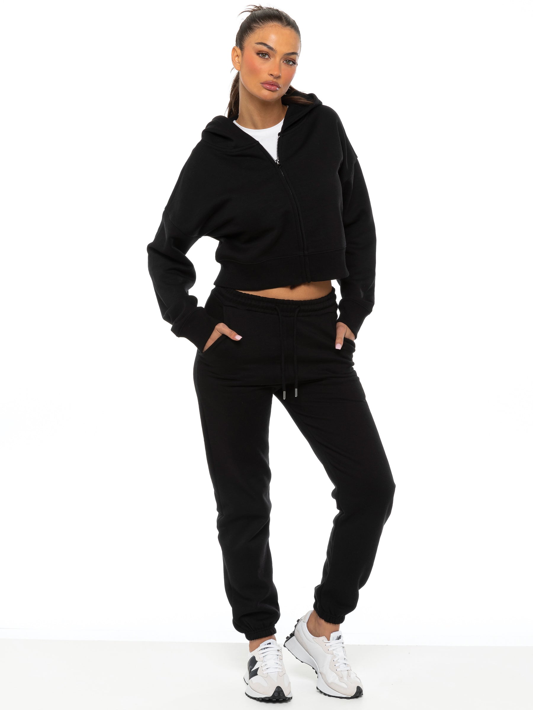 EZLHDCZ595 & EZLJG591 Enzo | Womens Cropped Zip Hoodie Tracksuit ENZO RAWDENIM