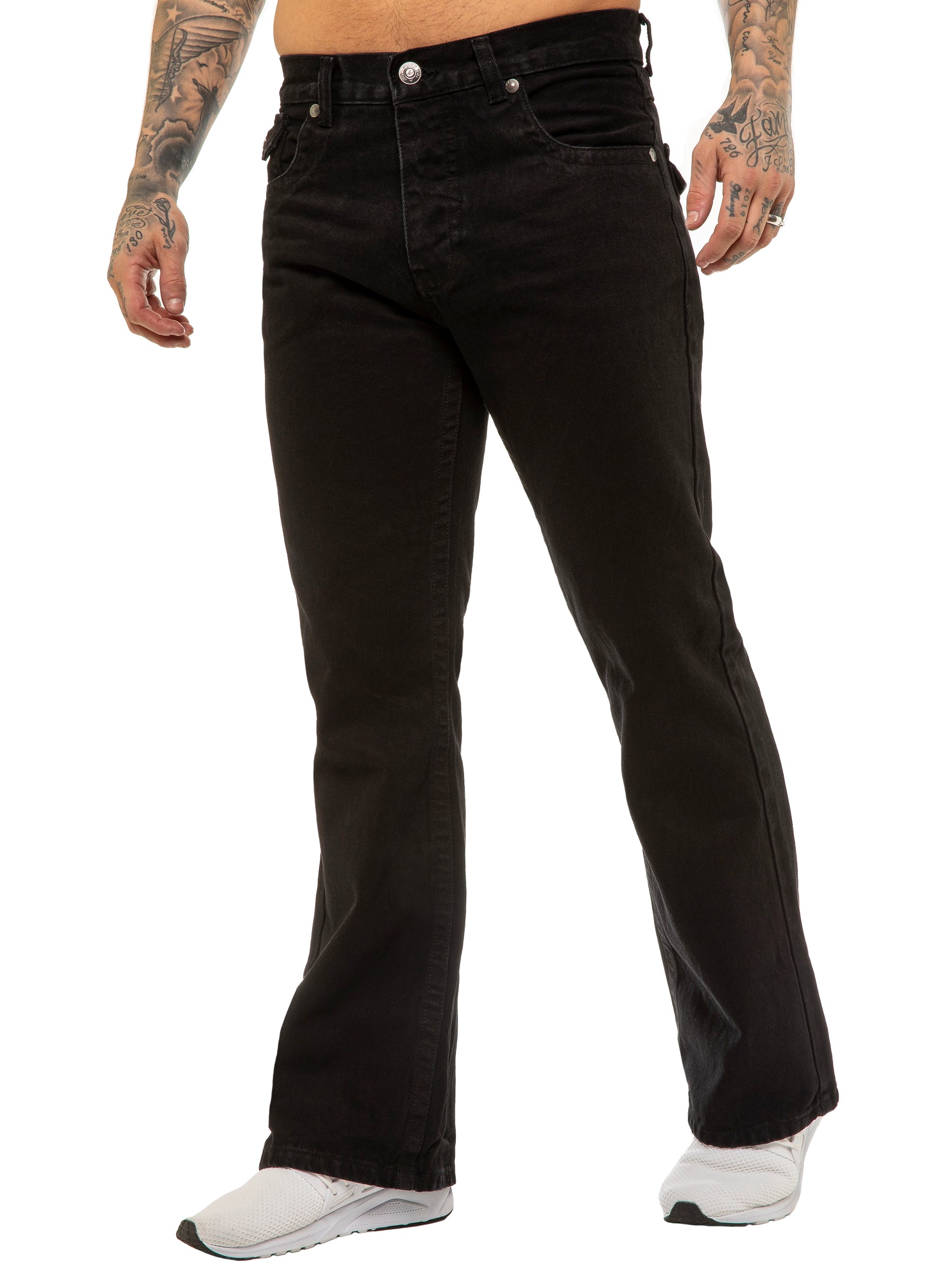 Mens Boot Cut Jeans Slightly Flared Slim Fit Famous Brand Blue Black jeans  Designer Classic Male Stretch Denim jeans - OnshopDeals.Com