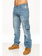EZ404 Mens Dark Blue Combat Denim Jeans | Enzo Designer Menswear ENZO RAWDENIM