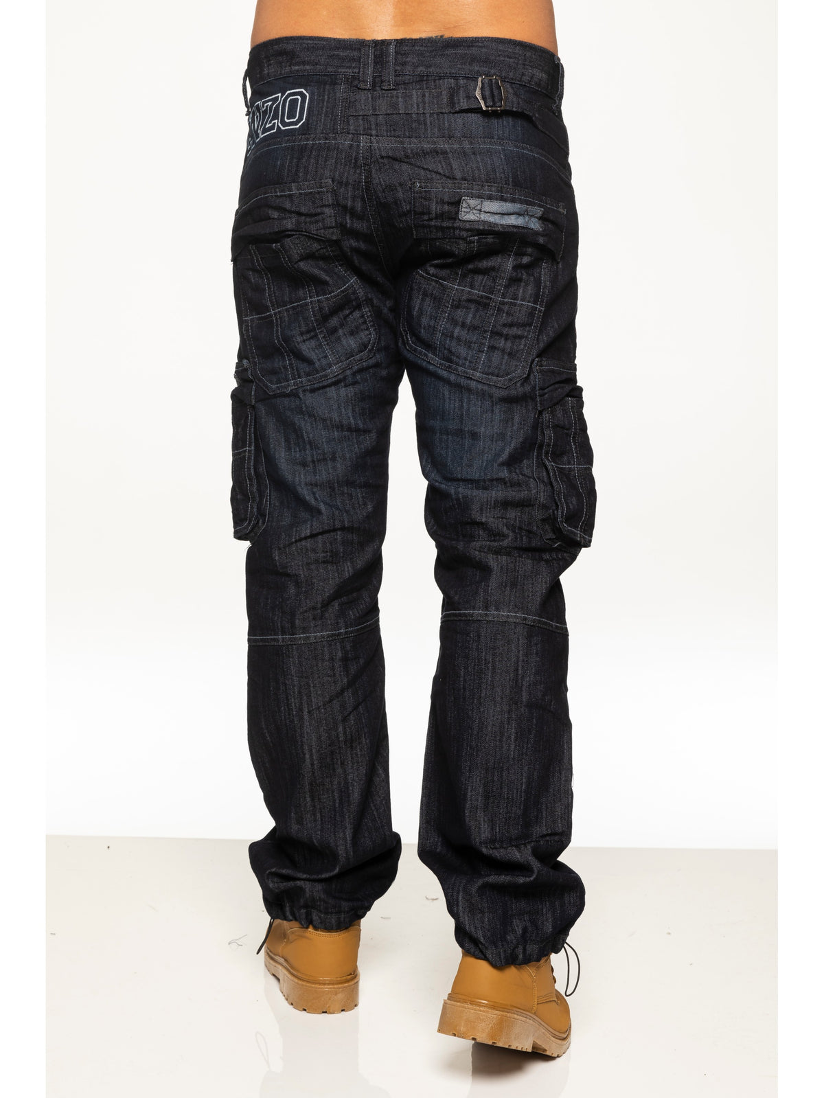 EZ404 Mens Dark Blue Combat Denim Jeans | Enzo Designer Menswear ENZO RAWDENIM