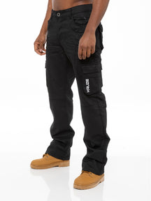 KZ103 Kruze | Mens Coated Combat Cargo Denim Coated Jeans KRUZE RAWDENIM