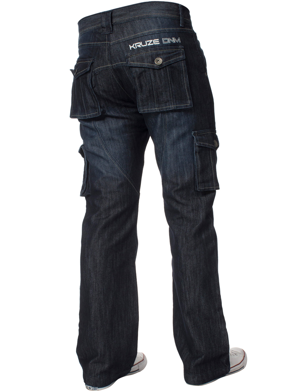 Mens Casual Cargo Jeans Heavy Duty Work Denim Pants Combat Straight Trousers