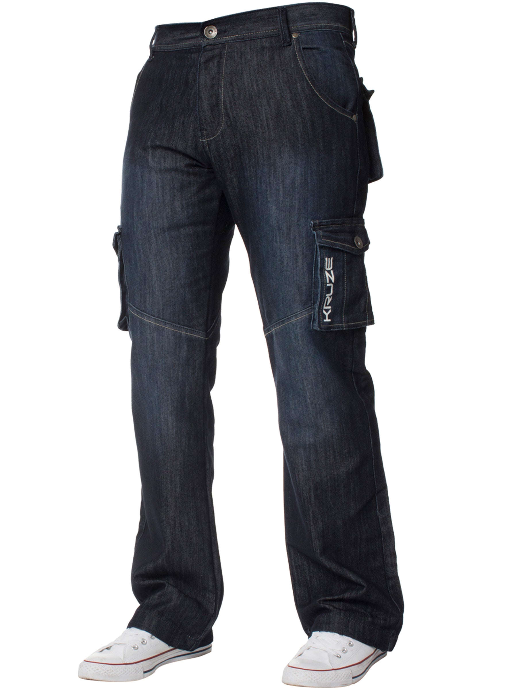 Kruze Mens Combat Jeans Cargo Denim Trousers Casual Work Pants All Waists  Sizes