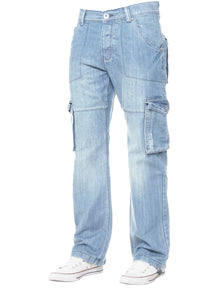 KZ126 Mens Casual Combat Cargo Work Jeans | Kruze Denim Designer Menswear KRUZE RAWDENIM