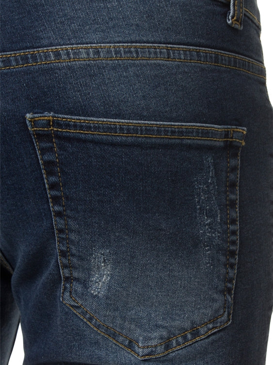 EZS383 Mens Denim Skinny Fit Distressed Shorts | Enzo Designer Menswear ENZO RAWDENIM
