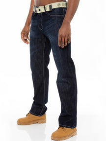 EZ15 Mens Mid Wash Jeans with Belt EZ14 - EZ15 | Enzo Designer Menswear ENZO RAWDENIM