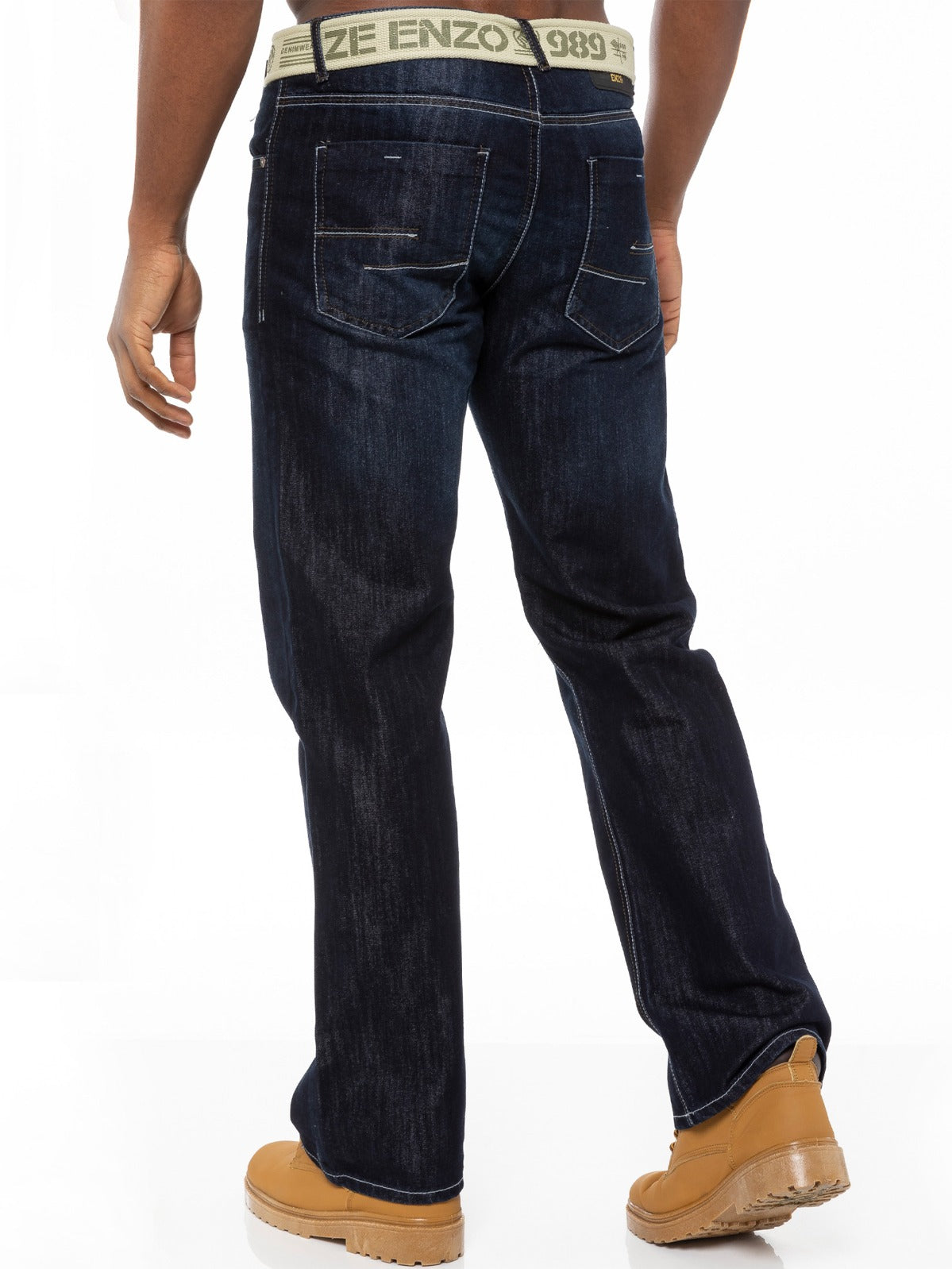 EZ14 Mens Dark Blue Jeans with Belt EZ14 | Enzo Designer Menswear ENZO RAWDENIM