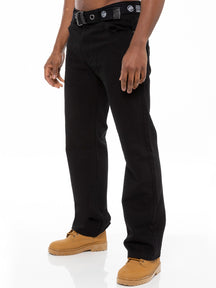 EZ14 BLK Mens Black Jeans with Belt | Enzo Designer Menswear ENZO RAWDENIM