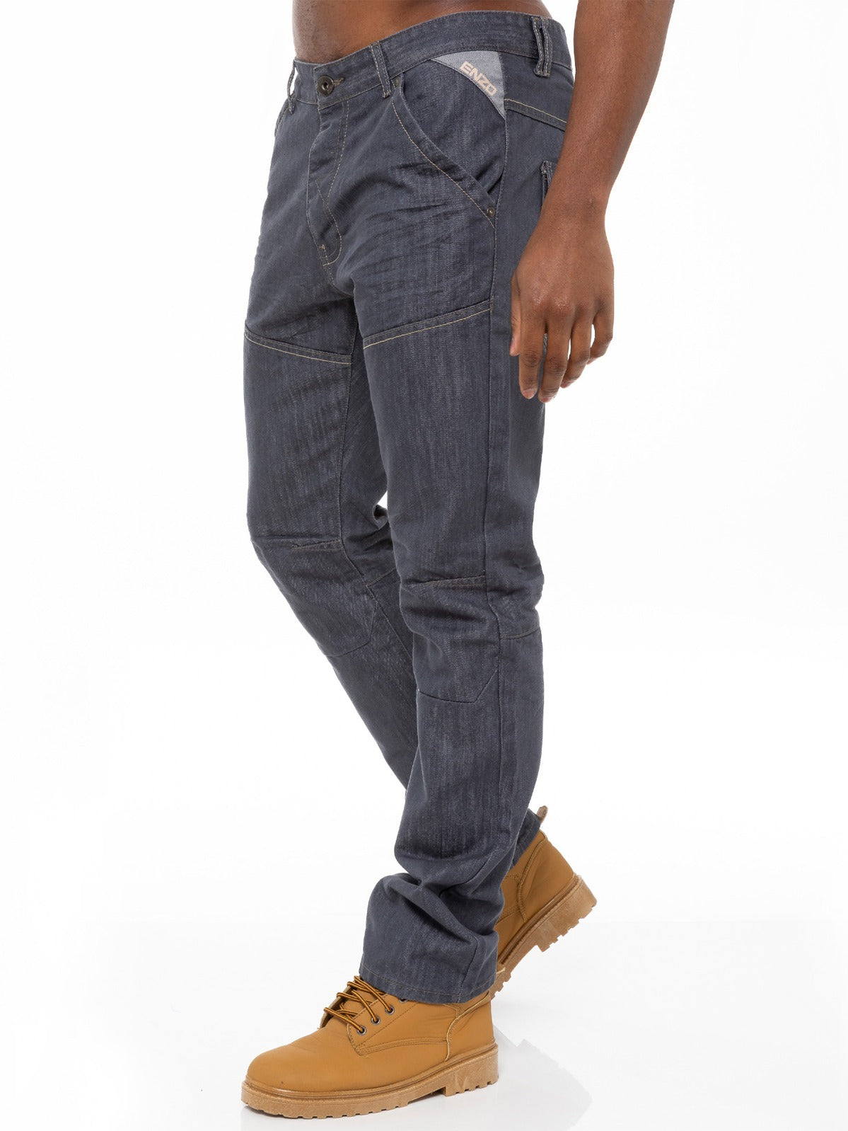 EZ313 GREY Mens Regular Fit Grey Denim Jeans | Enzo Designer Menswear ENZO RAWDENIM