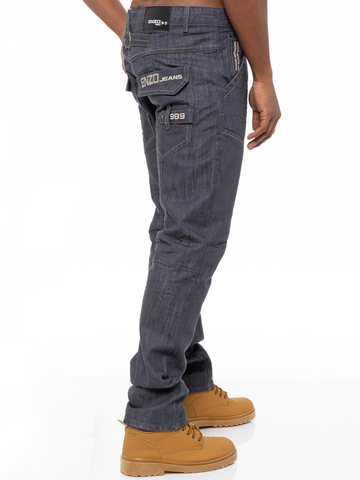 EZ313 GREY Mens Regular Fit Grey Denim Jeans | Enzo Designer Menswear ENZO RAWDENIM