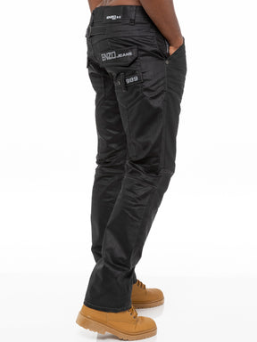 EZ329 Mens Black Regular Fit Denim Jeans EZ329 | Enzo Designer Menswear ENZO RAWDENIM