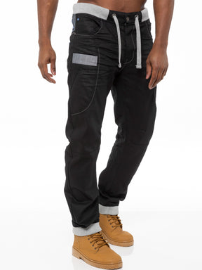 EZ367 Mens Cuffed Fit Denim Jeans | Enzo Designer Menswear ENZO RAWDENIM