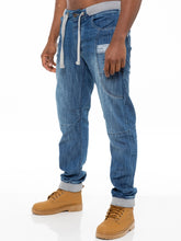 EZ367 Mens Cuffed Fit Denim Jeans | Enzo Designer Menswear ENZO RAWDENIM
