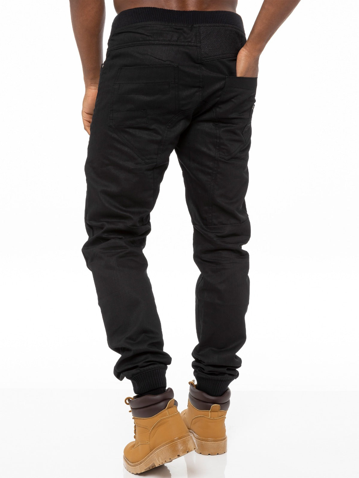 EZ377 Mens Denim Cuffed Joggers Jeans | Enzo Designer Menswear ENZO RAWDENIM