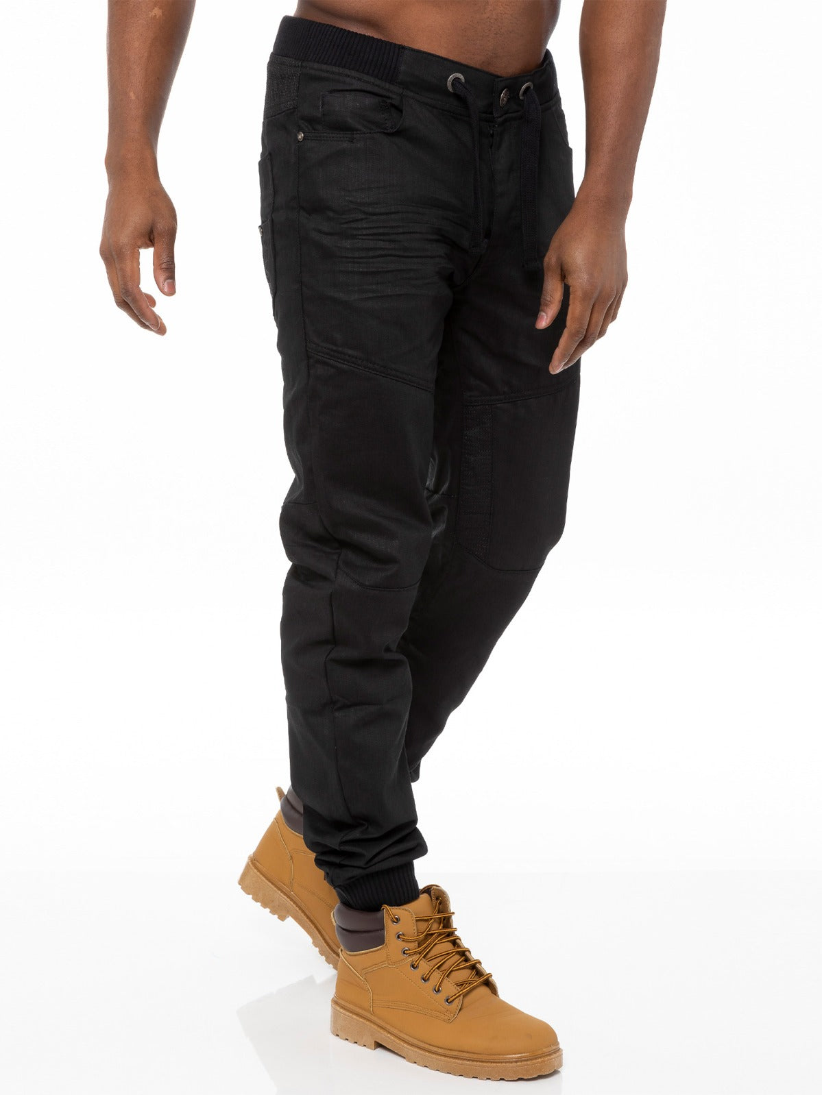 EZ377 Mens Denim Cuffed Joggers Jeans | Enzo Designer Menswear ENZO RAWDENIM