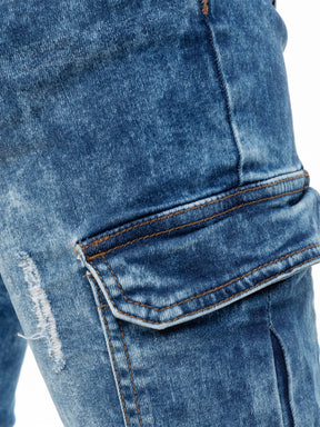 EZ411 Mens Skinny Stretch Distressed Denim Jeans | Enzo Designer Menswear ENZO RAWDENIM