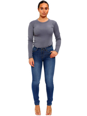 EZL418 Ladies Skinny Stretch Slim Fit Denim Jeans | Enzo Designer Womenswear ENZO RAWDENIM