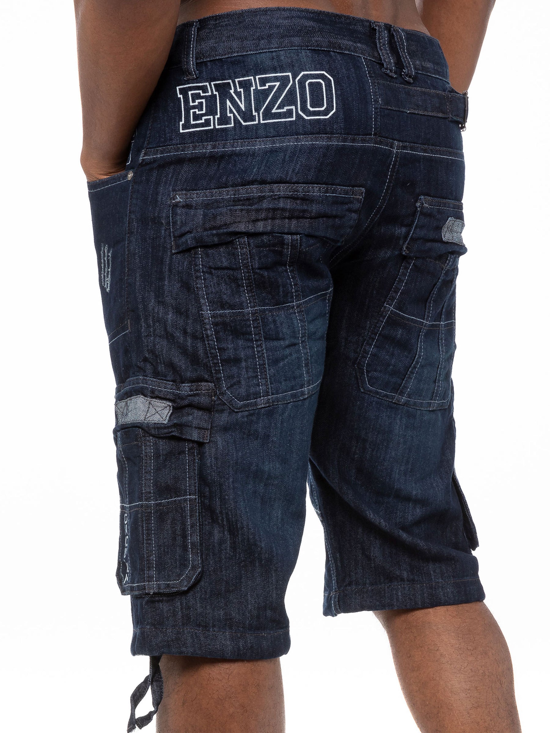 EZS404 Mens Raw Combat Cargo Denim Shorts | Enzo Designer Menswear ENZO RAWDENIM