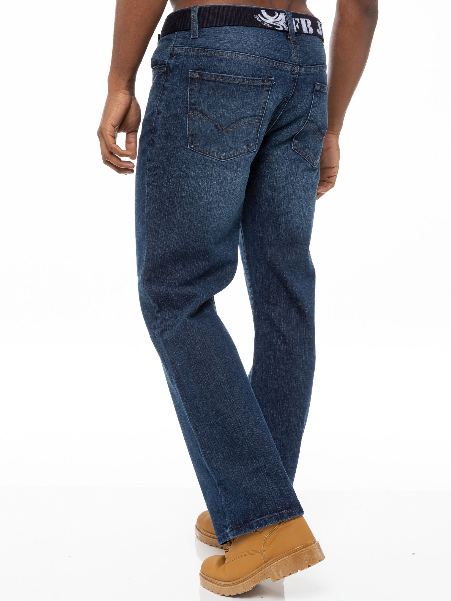 FBM19 - FBM20 Men's Blue Wash Boot Cut Denim Jeans | FBM Designer Menswear FBM RAWDENIM