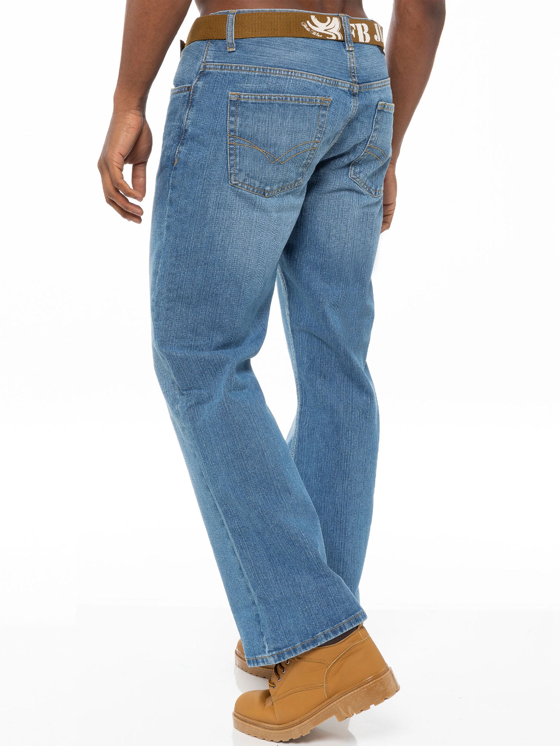 FBM19 - FBM20 Men's Blue Wash Boot Cut Denim Jeans | FBM Designer Menswear FBM RAWDENIM