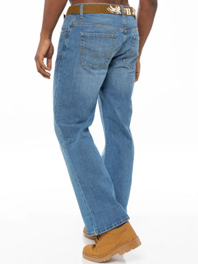 Official Enzo Designer | Men's Dark Wash Boot Cut Denim Jeans FBM19 |