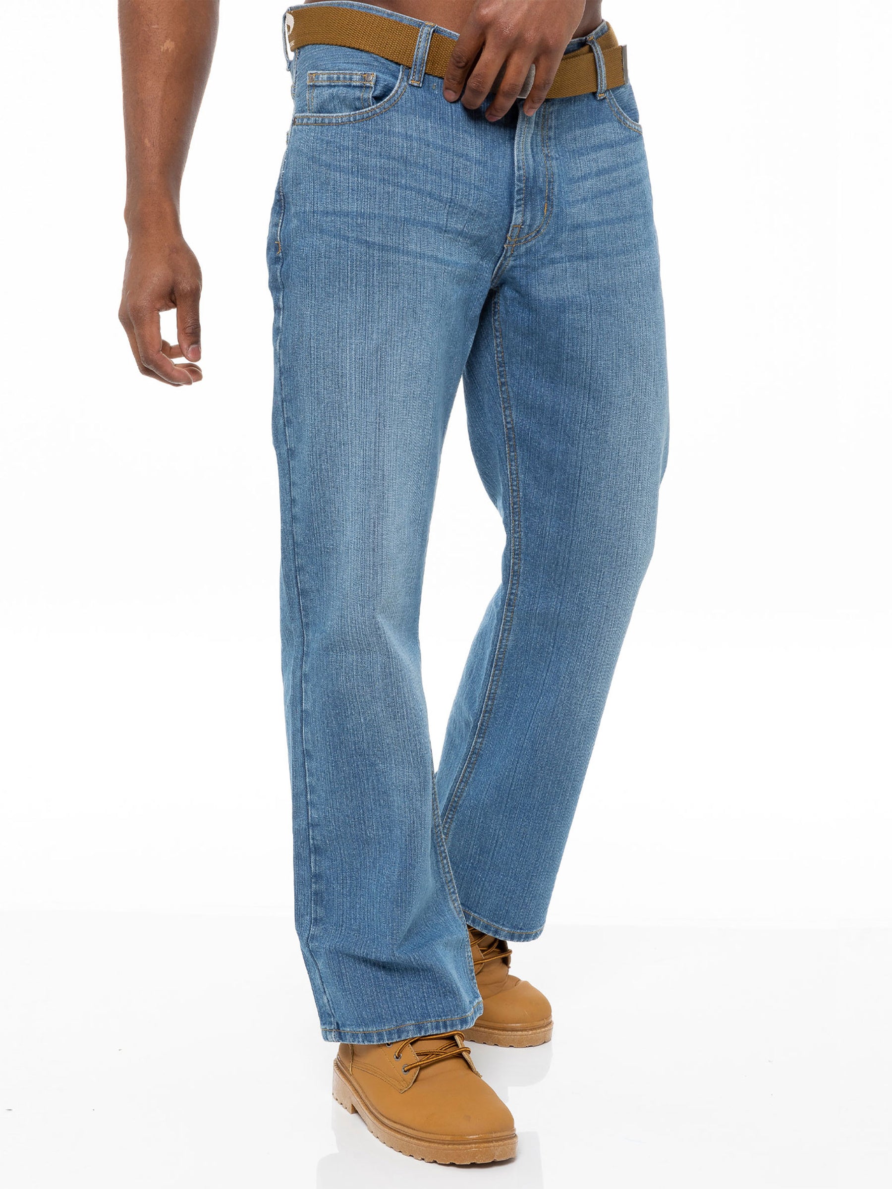 FBM19 - FBM20 Men's Blue Wash Boot Cut Denim Jeans | FBM Designer Menswear FBM RAWDENIM