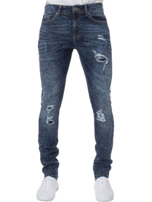 EZ361 Super Skinny Stretch Rip & Repair Slim Jeans | Enzo Designer Menswear ENZO RAWDENIM