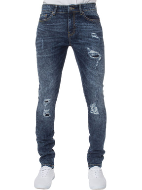 EZ361 Super Skinny Stretch Rip & Repair Slim Jeans | Enzo Designer Menswear ENZO RAWDENIM