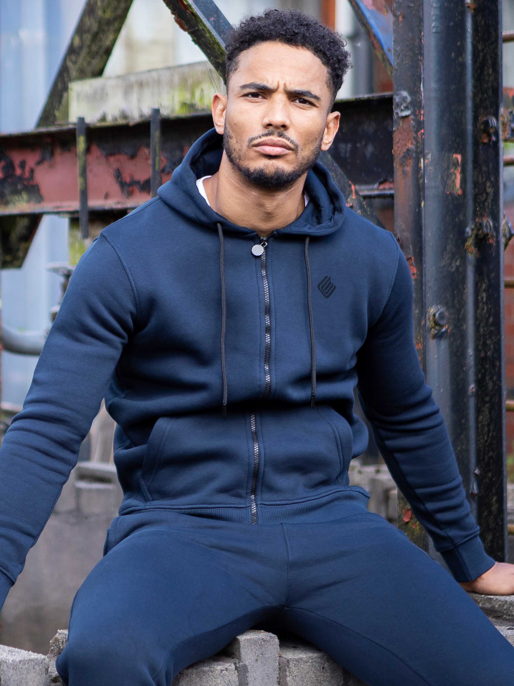 Enzo Mens Slim Fit Zip Up Tracksuit Jog Set - Main Image