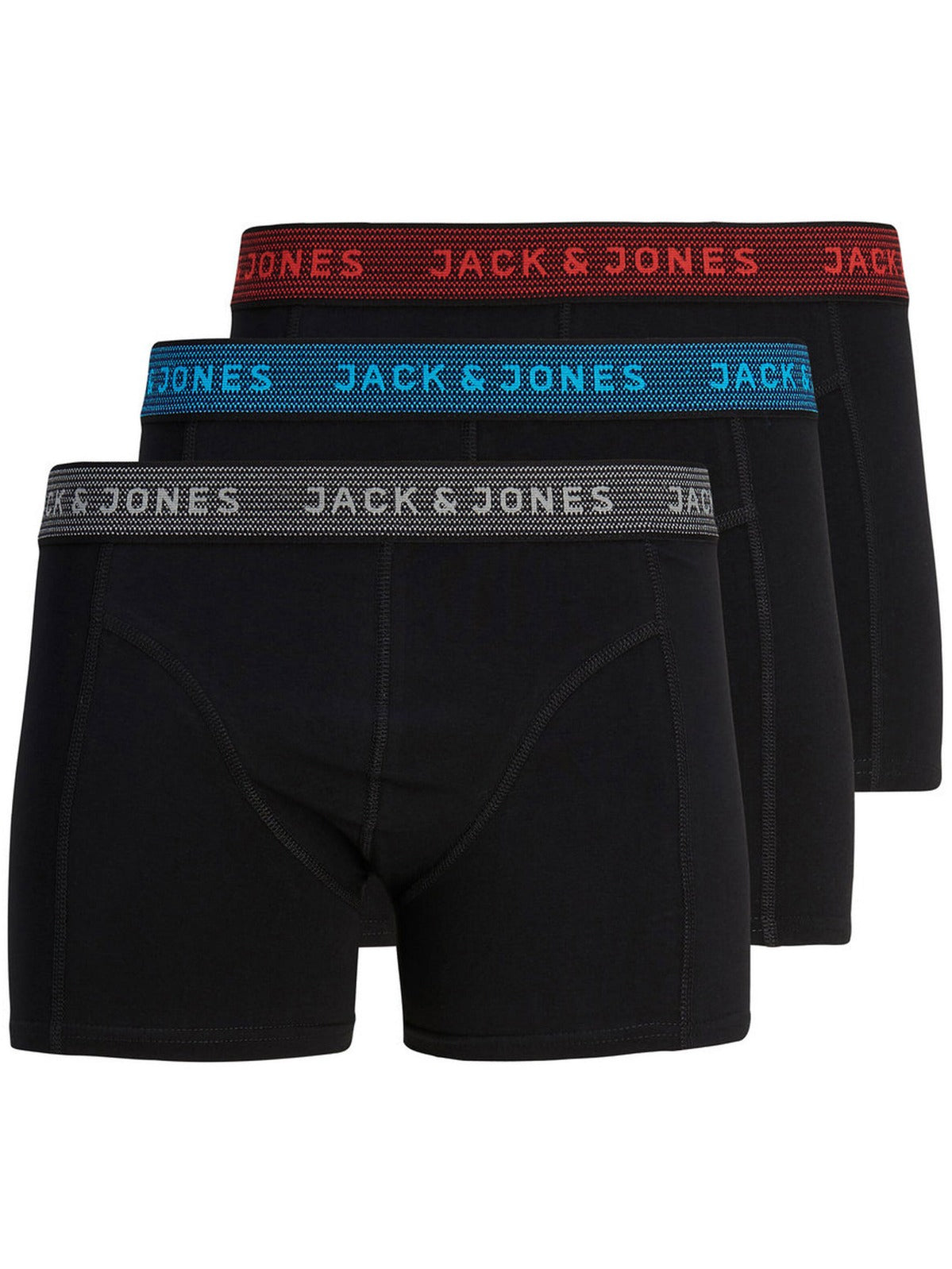 12127816 Mens Basic Jack and Jones Jaquard Waistband Boxer Trunks 3 Pack JACK AND JONES RAWDENIM