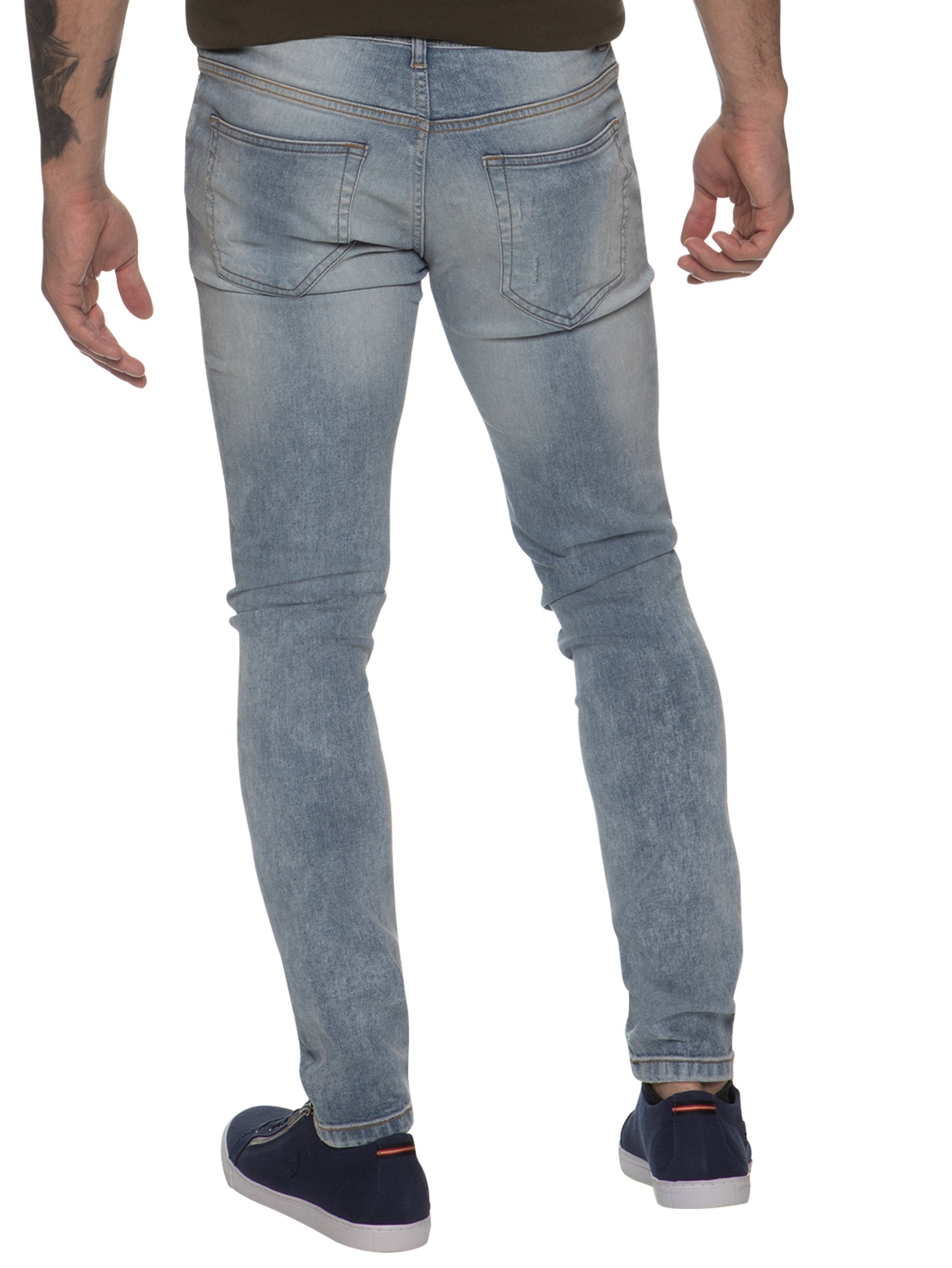 EZ361 Super Skinny Stretch Rip & Repair Slim Jeans | Enzo Designer Menswear ENZO RAWDENIM